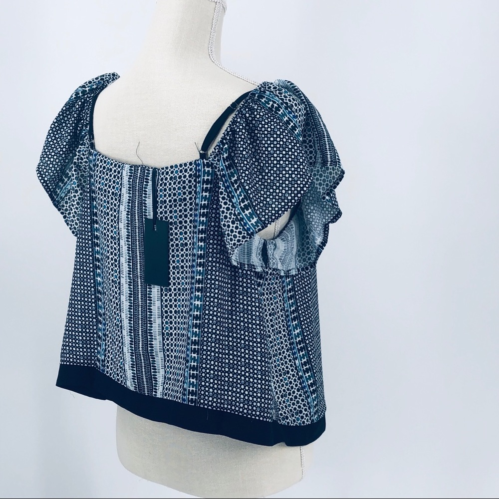 MXED DOT BLACK BLUE COLD SHOULDER SLEEVE MEDIUM - Picture 7 of 15